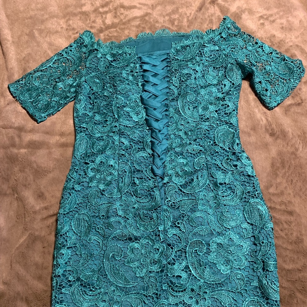Stunning Emerald Green lace dress.